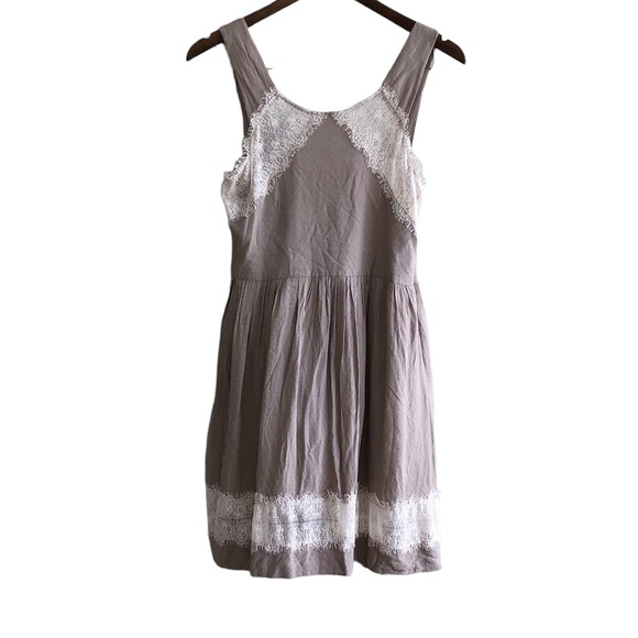 Free People Dresses & Skirts - Free People Aritzia Lace Fit & Flare Sleeveless Tank Flowy Mini Dress Tan